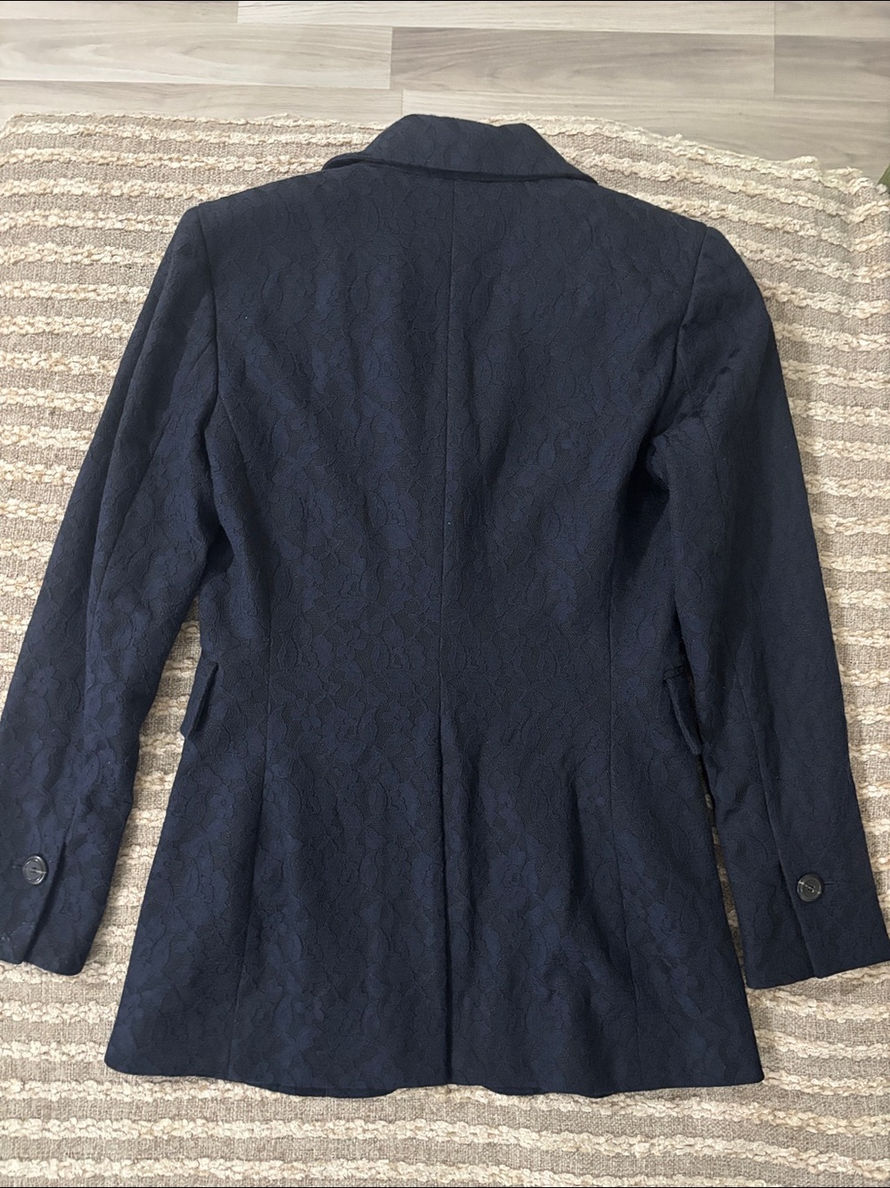 Etcetera Navy Lace Textured Double -Breasted Formal Women's Blazer Size 4 - Picture 3 of 12